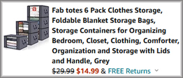 Fab Totes 6 Pack Clothes Storage Containers Checkout Screen