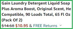 Gain Laundry Detergent Checkout Summary at Amazon