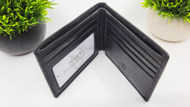 Men's Minimalist Leather Wallet on a Tabletop