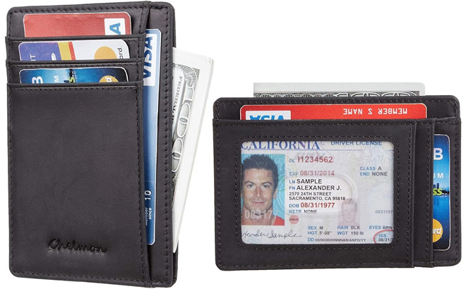 Two Photos of a Mens Slim Front Pocket Wallet