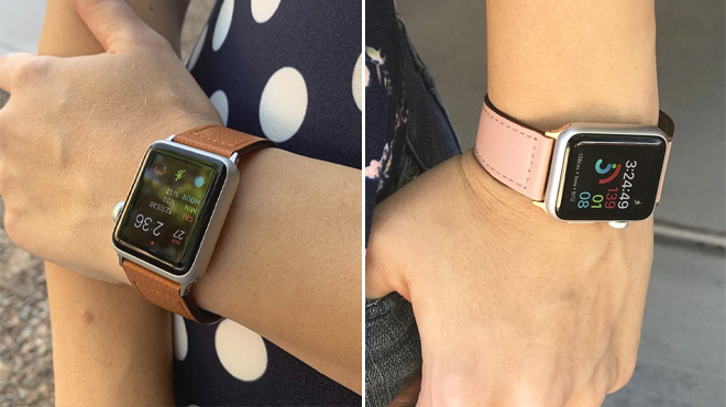 Vegan Leather Apple Watch Bands on wrist