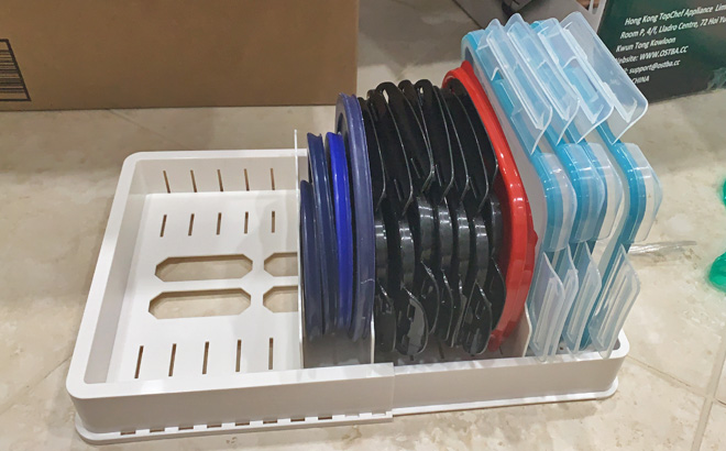 Food Container Lid Organizer $15.99