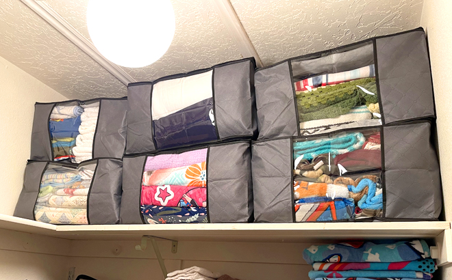 Fab Totes 6-Pack Clothes Storage Containers in a Closet