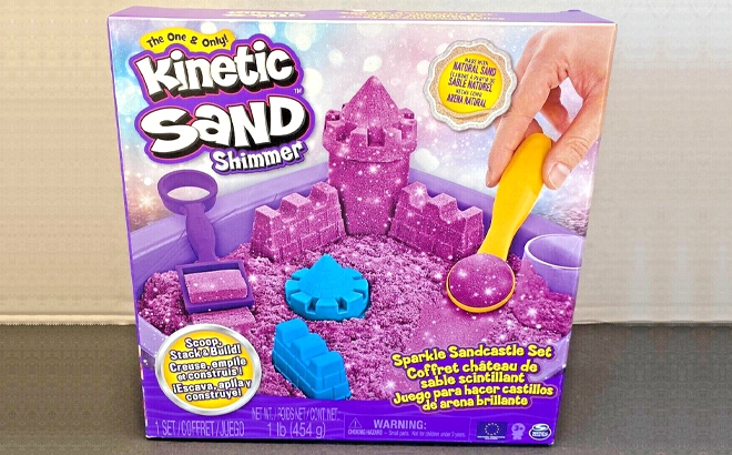 Kinetic Sand Sparkle Sandcastle Set w/ 1lb Purple Shimmer Kinetic