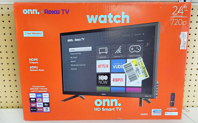 onn. 24-Inch Class HD LED Roku Smart TV on a Shelf