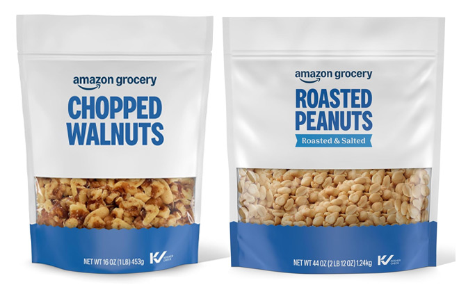 Amazon Grocery Chopped Walnuts and Amazon Grocery Roasted and Salted Peanuts Amazon Grocery Chopped Walnuts and Amazon Grocery Roasted and Salted Peanuts