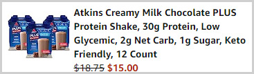 Atkins Creamy Milk Chocolate Checkout Screenshot