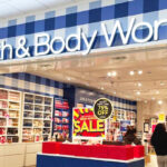 Bath Body Works Store Front with Products on Shelves and People Shopping