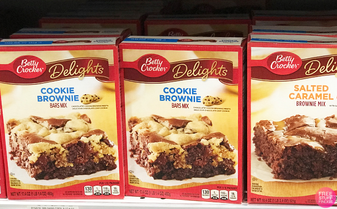 Betty Crocker Delights Cookie Brownie Bars Mix on a Store Shelf 
