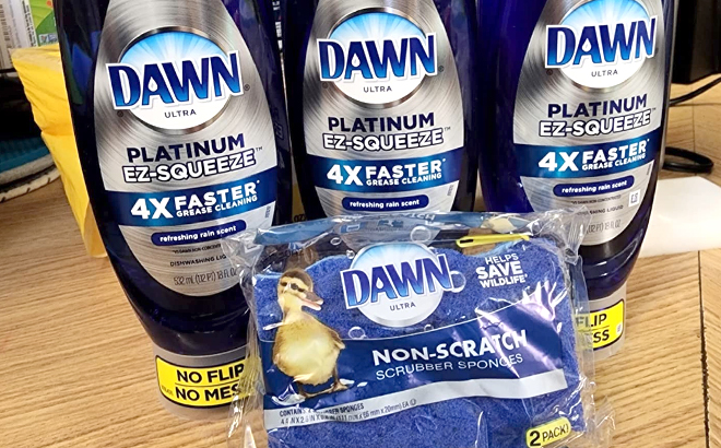 Dawn Ultra Platinum Ez Squeeze Dish Spray and Dawn Non Scratch Sponges 2 Pack