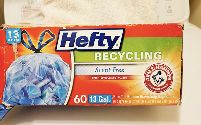 Hefty Recycling Trash Bags, Blue, 13 Gallon, 60 Count Blue 13 Gallon - 60  Count