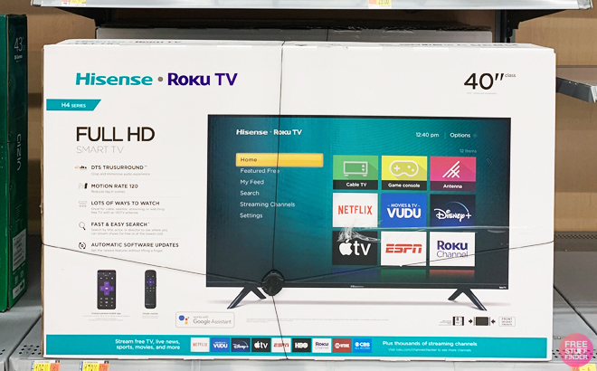 Hisense Roku 40-Inch TV on a Store Shelf