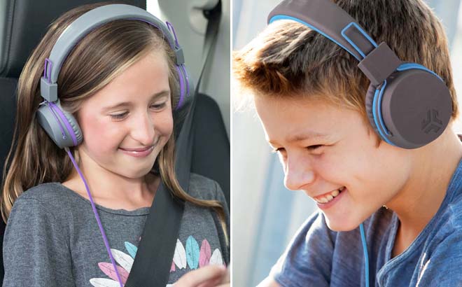 JLAB Kids Headphones Purple and Blue
