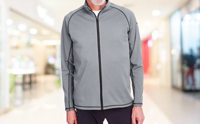 A Person Wearing Puma Men's Fairway Golf Full-Zip Pullover