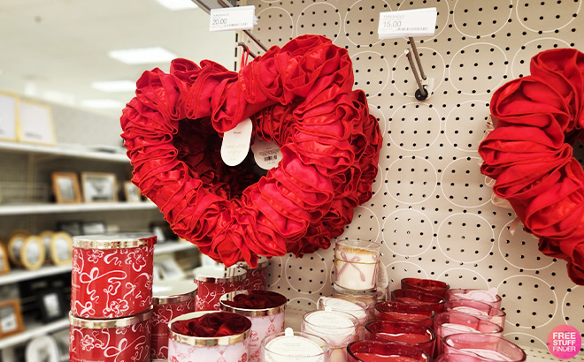 Threshold Valentines Day Heart Wreath in Red Color