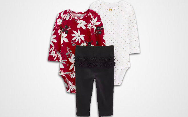 Carter's Baby Girls 3-Piece Bodysuit Set $8