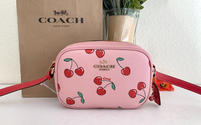 Coach Jamie Camera Bag In Signature Canvas With Heart Cherry Print &  Wristlet
