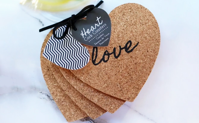 Heart Cork Coasters 4-Piece for $13 Shipped