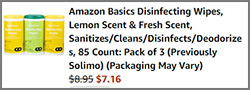 order summaruy for Solimo Disinfecting Wipes 225 Count