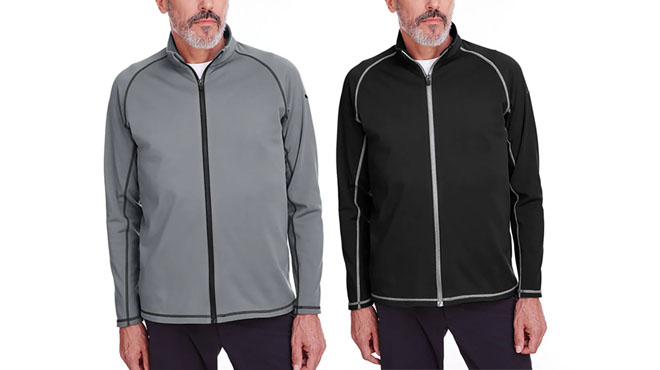 Two People Wearing Puma Men's Fairway Golf Full-Zip Pullover