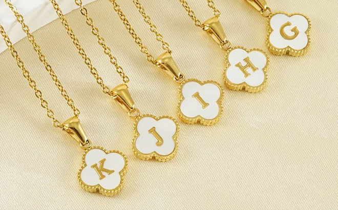 Lucky Grass Letter Necklace $11.99 Shipped