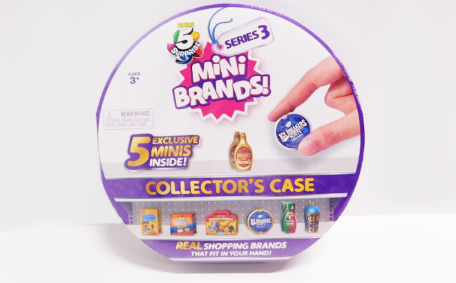 5 Surprise Mini Brands Series 3 Collectors Case on a Gray and White Background