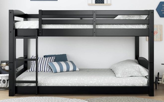 Black Wood Twin Over Twin Standard Bunk Bed