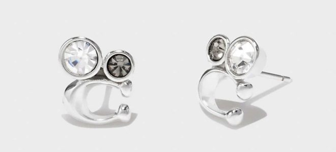 Coach Outlet Signature Crystal Cluster Stud Earrings Silver