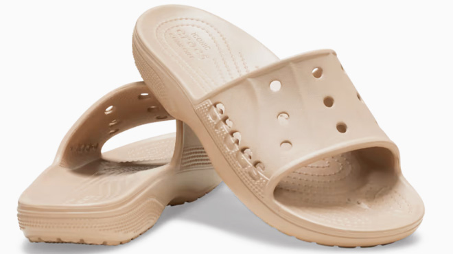 Crocs Baya Slides in Cobblestone color