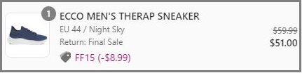Ecco Mens Therap Sneakers Checkout Summary