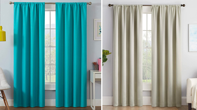 Eclipse Blackout Curtains Turquoise and Stone