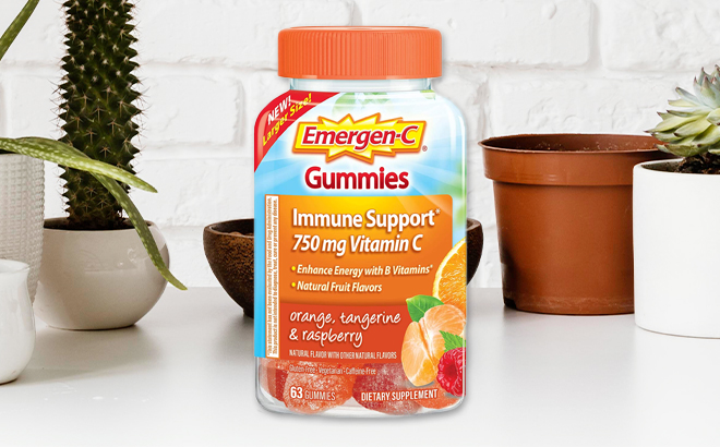 Emergen C 750mg Vitamin C 63 Count Gummies for Adults on Table