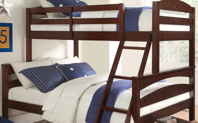 Espresso Solid Wood Twin Over Full Standard Bunk Bed