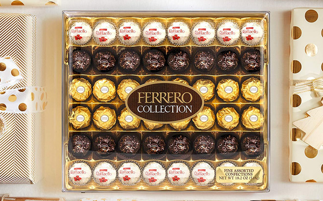 Ferrero Rocher Collection Fine Hazelnut Milk Chocolates 48 Count Gift Box