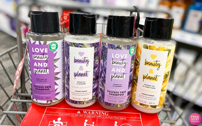 Four Love Beauty and Planet Shampoo and Conditioner on CVS cart