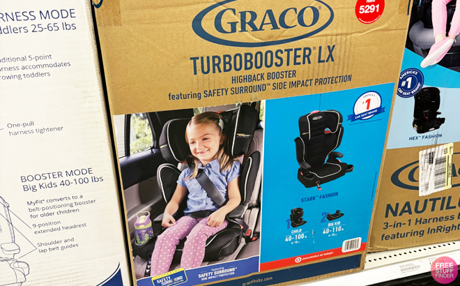 Graco TurboBooster Highback LX Booster Car Seat with Safety Surround Stark on Shelf