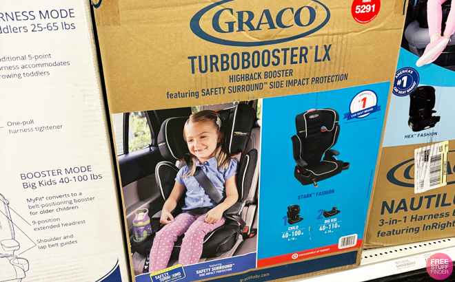 Graco TurboBooster Highback LX Booster Car Seat with Safety Surround Stark on Shelf Graco TurboBooster Highback LX Booster Car Seat with Safety Surround Stark on Shelf