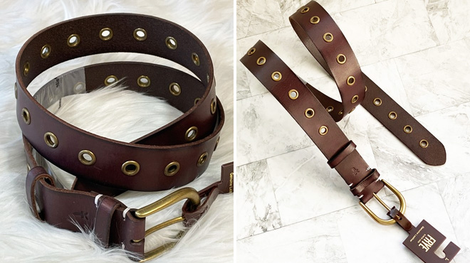Grommet Stitch Leather Belt