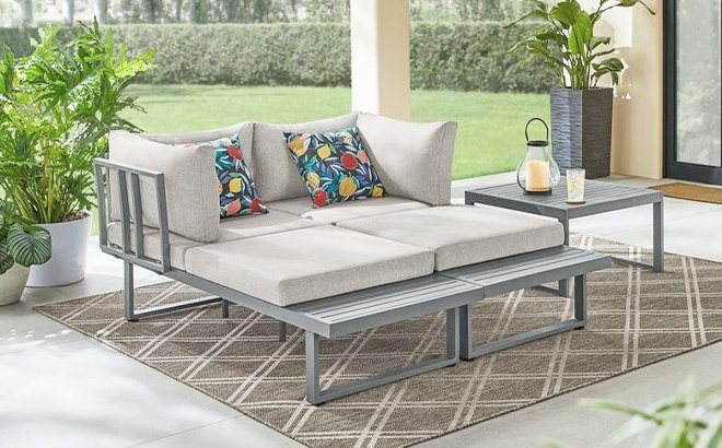 Hampton Bay 3 Piece Outdoor Sectional with Cushions Hampton Bay 3 Piece Sectional