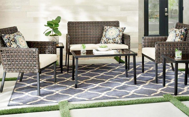 Hampton Bay Park Lane 6-Piece Outdoor Patio Conversation Set with Cushions Hampton Bay 6 Piece Conversation Set