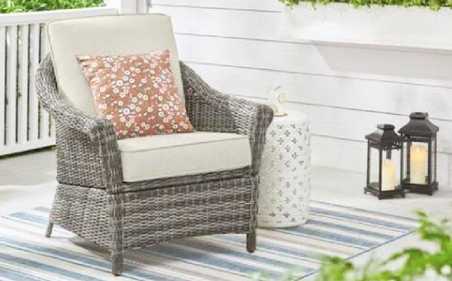 Hampton Bay Chasewood Outdoor Patio Stationary Lounge Chair with Cushion Hampton Bay Lounge Chair