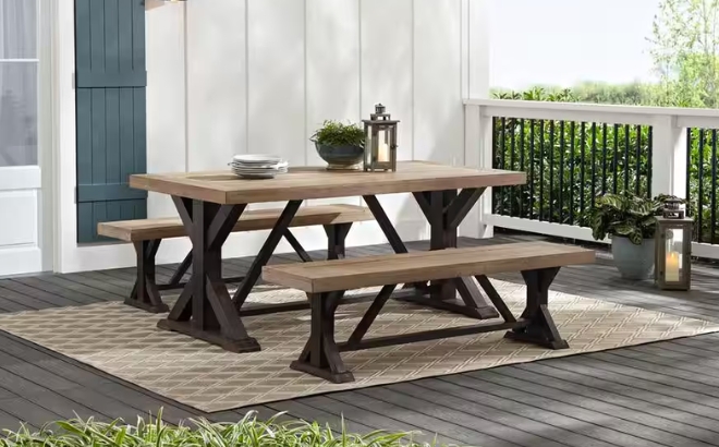 Hampton Bay Silver Oaks Farmhouse 3 Piece Dining Set Hampton Bay Silver Oaks Farmhouse 3 Piece Dining Set