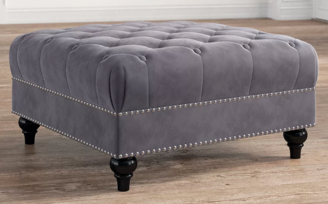 Harlow Upholstered Ottoman Gray