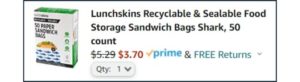 Lunchskins Sandwich Bags 50 Count