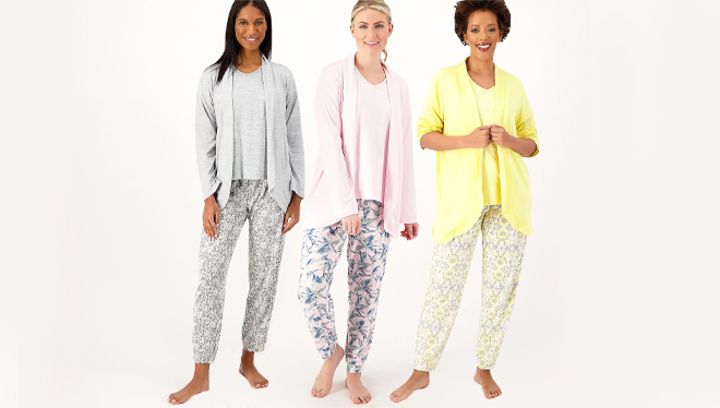 Muk Luks Women’s Pajamas 3-Piece Set $22