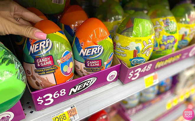 Nerf Candy and Game Eggs on a Shelf