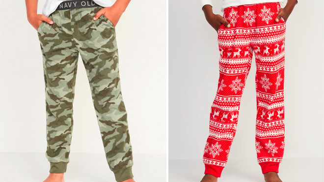 Old Navy Boys Camouflage and Red Fair Isle Pajama Pants