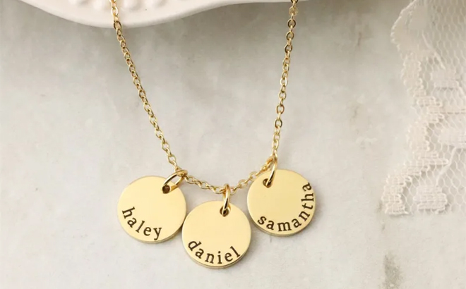 Personalized Name Dainty Disc Jewelry Necklace