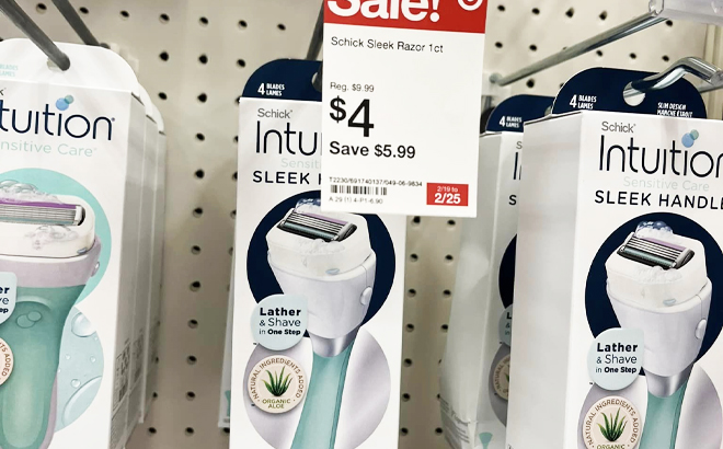 Schick Women's Razors with a price tag at Target