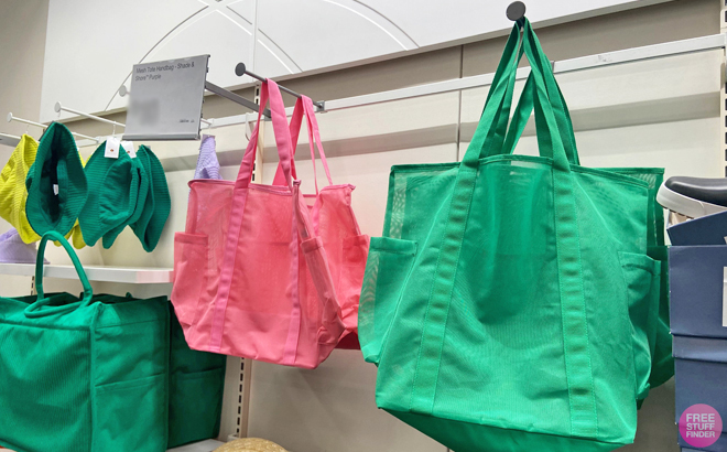 Shade Shore Mesh Tote Handbag in pink and green